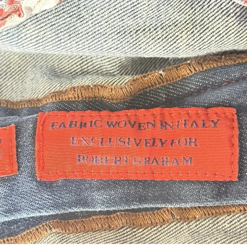 Robert Graham Mens Jeans 36x30 Straight Leg Dark Wash Blue